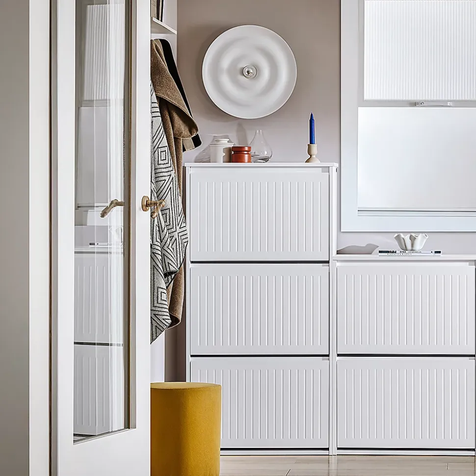 Meuble à Chaussures avec 3 Abattants pour Petite Entrée Couloir, FSR165-H-W, SoBuy
