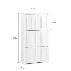 Meuble à Chaussures avec 3 Abattants pour Petite Entrée Couloir, FSR165-H-W, SoBuy