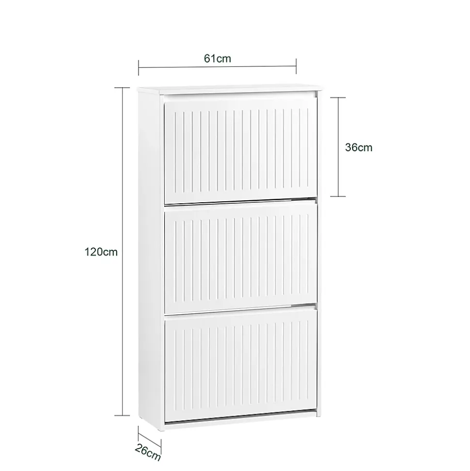 Meuble à Chaussures avec 3 Abattants pour Petite Entrée Couloir, FSR165-H-W, SoBuy