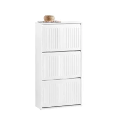 Meuble à Chaussures avec 3 Abattants pour Petite Entrée Couloir, FSR165-H-W, SoBuy