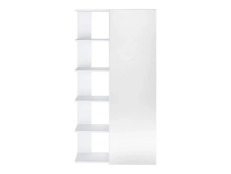 Meuble à chaussures avec 4 étagères et 1 porte miroir - Blanc - SYLANY