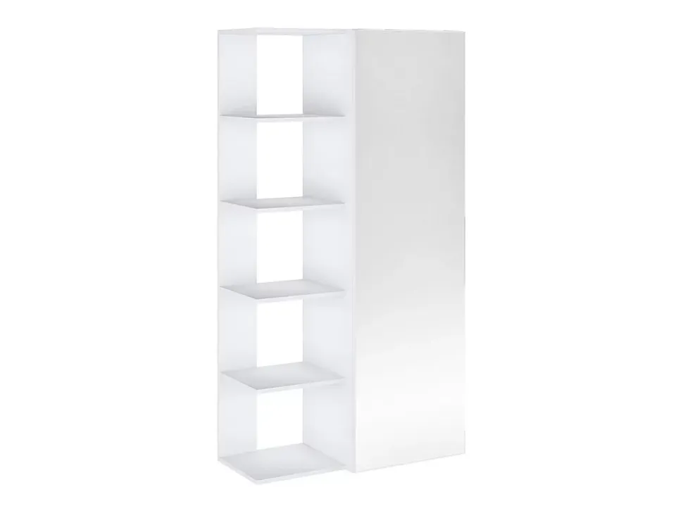 Meuble à chaussures avec 4 étagères et 1 porte miroir - Blanc - SYLANY