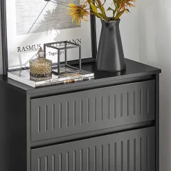 Meuble à Chaussures avec 2 Abattants 1 Tiroir Séparateur Réglable, FSR165-SCH, SoBuy