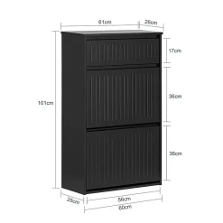 Meuble à Chaussures avec 2 Abattants 1 Tiroir Séparateur Réglable, FSR165-SCH, SoBuy