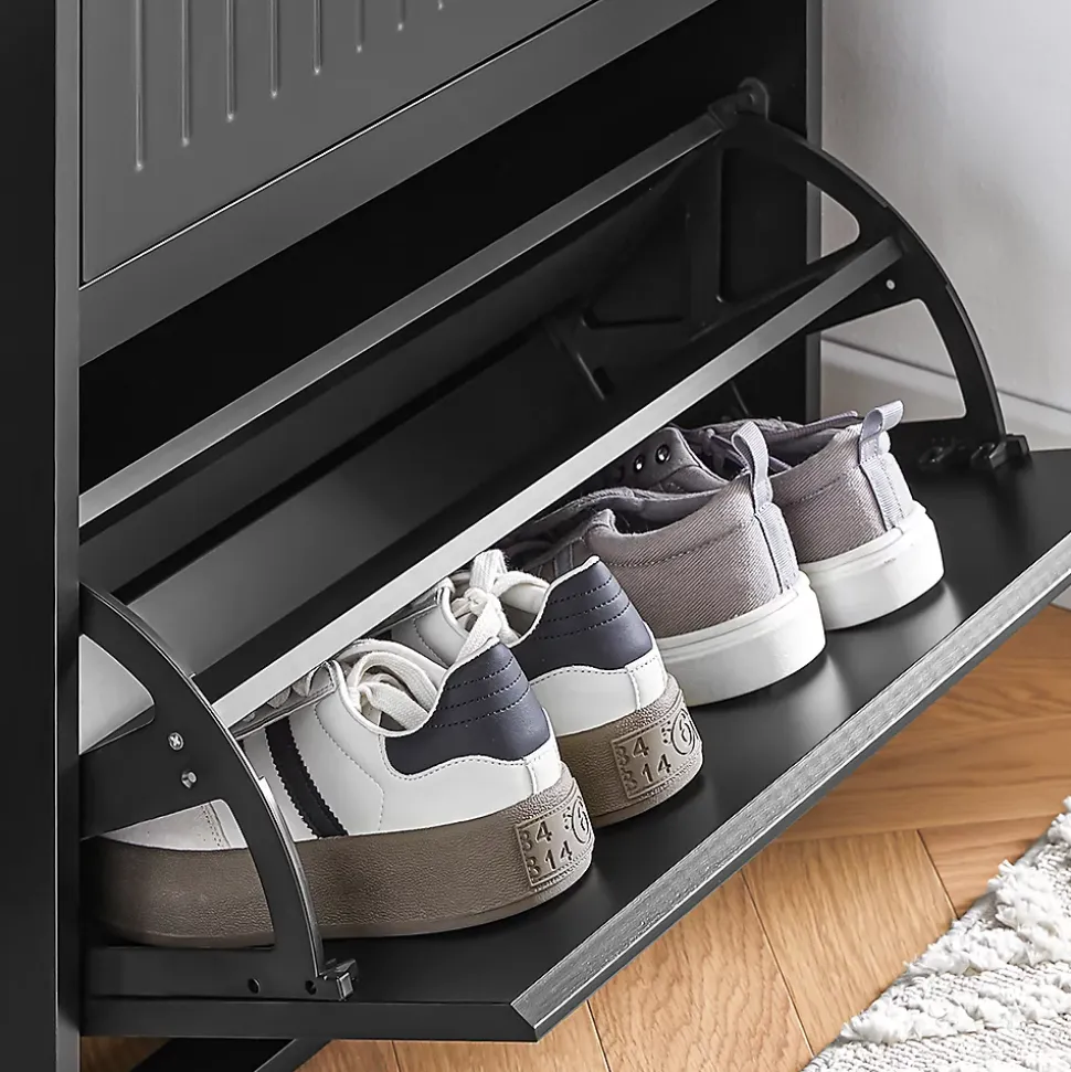 Meuble à Chaussures avec 2 Abattants 1 Tiroir Séparateur Réglable, FSR165-SCH, SoBuy