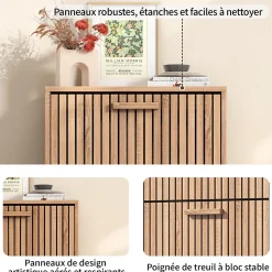 Meuble à chaussures avec 3 portes abattantes, grande capacité, idéal pour salon et entrée