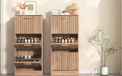 Meuble à chaussures avec 3 portes abattantes, grande capacité, idéal pour salon et entrée