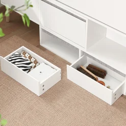 Meuble à Chaussures avec 2 Abattants, 2 Portes, 2 Tiroirs et Coussin, FSR134-W, SoBuy