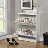 Meuble à Chaussures avec 2 Compartiments Panneau de Particules 63 x 24 x 81 cm Blanc en.casa
