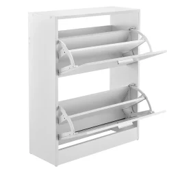 Meuble à Chaussures avec 2 Compartiments Panneau de Particules 63 x 24 x 81 cm Blanc en.casa
