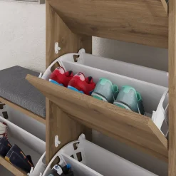 Meuble à chaussures avec assise - 4 rangements - bois - VALES