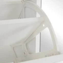 Meuble à Chaussures avec Miroir et Compartiments Abattants, Design Moderne avec Étagères Réglables pour Entrée, Blanc 80x24x147 cm