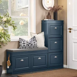 Meuble à Chaussures avec Rangement Pliable Bleu Tissu 104x24x52cm pour Entrée Chambre Gain de Place
