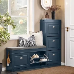 Meuble à Chaussures avec Rangement Pliable Bleu Tissu 104x24x52cm pour Entrée Chambre Gain de Place