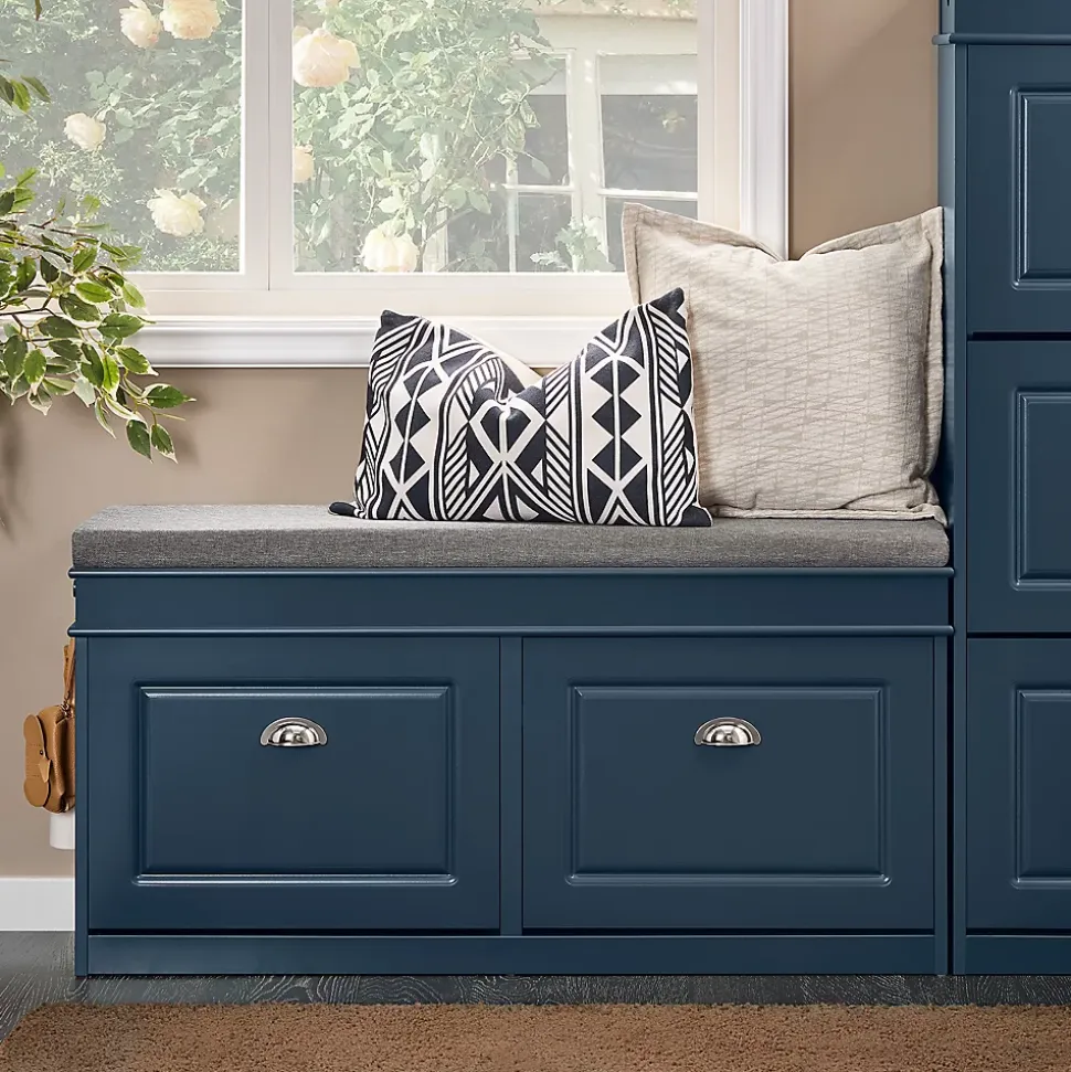 Meuble à Chaussures avec Rangement Pliable Bleu Tissu 104x24x52cm pour Entrée Chambre Gain de Place