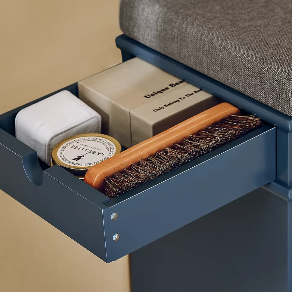 Meuble à Chaussures avec Rangement Pliable Bleu Tissu 104x24x52cm pour Entrée Chambre Gain de Place