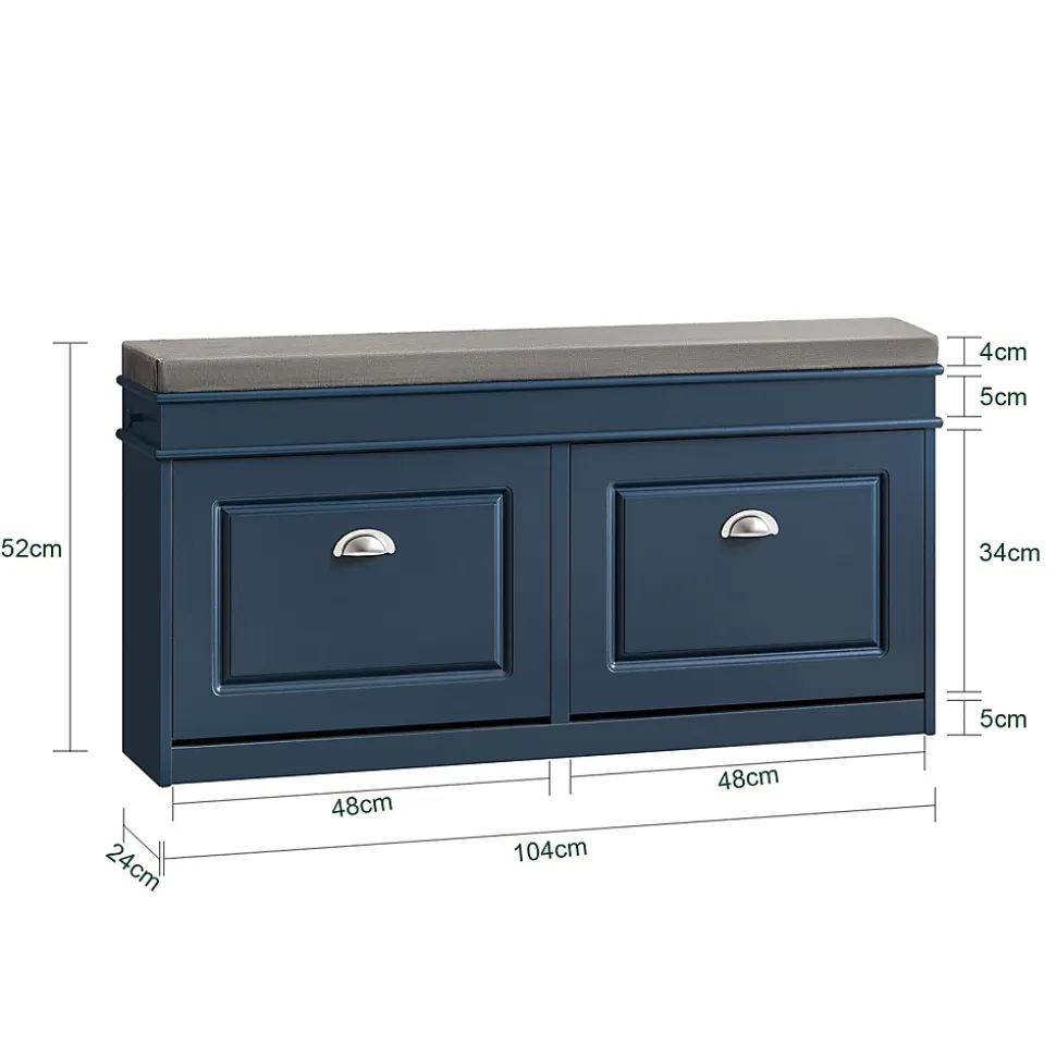 Meuble à Chaussures avec Rangement Pliable Bleu Tissu 104x24x52cm pour Entrée Chambre Gain de Place