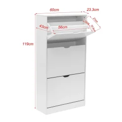 Meuble à Chaussures Blanc MDF 3 Portes pour 12 Paires pour Entrées