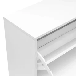 Meuble à Chaussures Blanc MDF 3 Portes pour 12 Paires pour Entrées