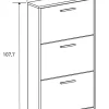 Meuble à chaussures, commode à chaussures à 3 portes coloris chêne Mauvella - Longueur 59,80 x profondeur 17 x hauteur 107,70 cm