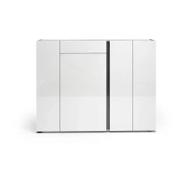Meuble à chaussures Dbilaltour, Meuble à chaussures, Armoire d'entrée polyvalente, 149x33h115 cm, Blanc brillant et anthracite