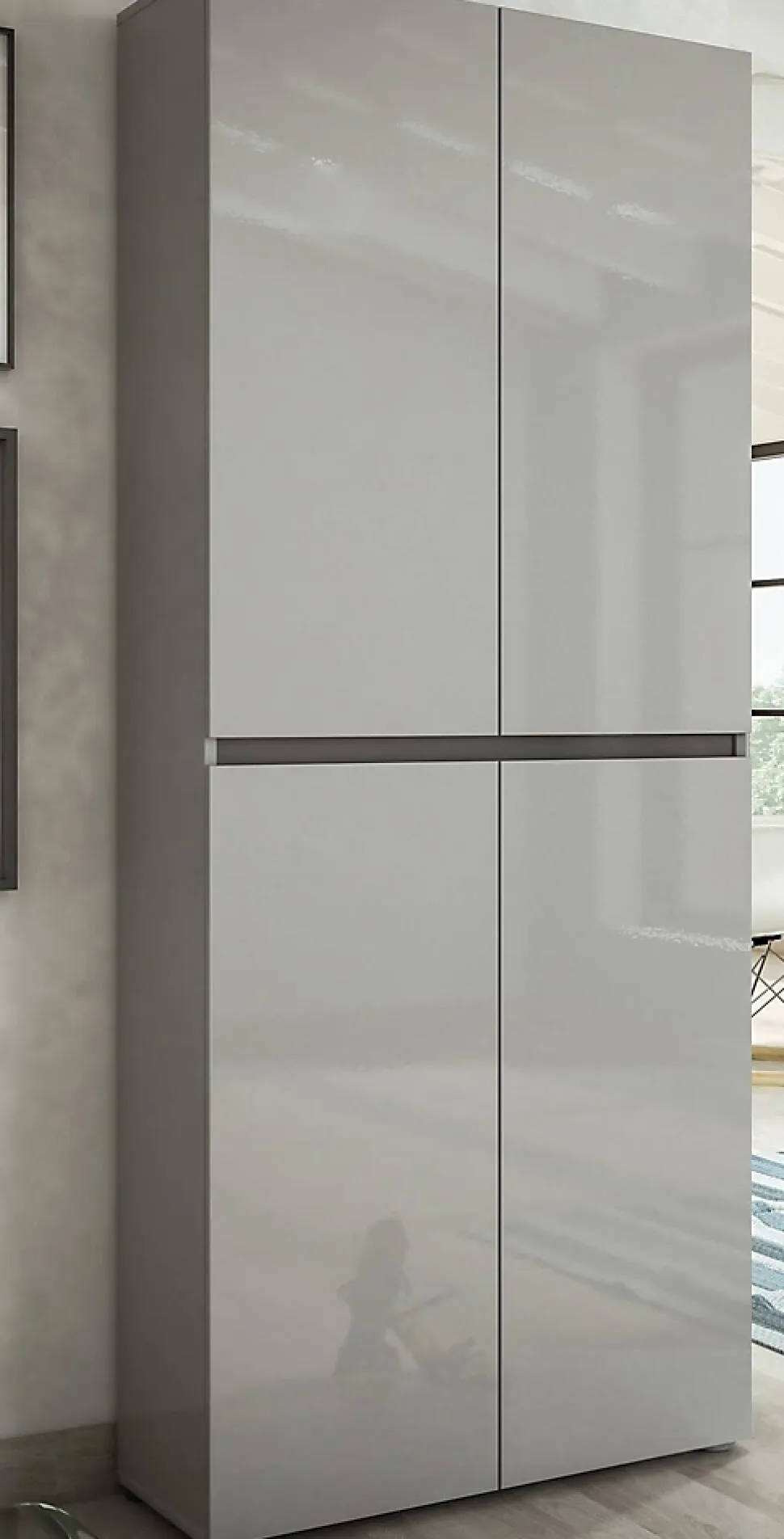 Meuble à chaussures Ddjimsit, Meuble à chaussures, Armoire d'entrée polyvalente, Rangement pour chaussures, 80x34h200 cm, Gris