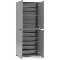 Meuble à chaussures Ddjimsit, Meuble à chaussures, Armoire d'entrée polyvalente, Rangement pour chaussures, 80x34h200 cm, Gris