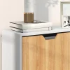 Meuble à chaussures design scandinave 4 portes abattantes 4 étagères réglables bois pin panneaux bois blanc