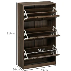 Meuble à chaussures design Urban Craft 3 portes abattantes 3 étagères poignées métal noir aspect noyer