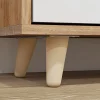 Meuble à chaussures design scandinave - 3 portes abattantes - panneaux blanc aspect bois naturel