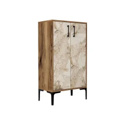Meuble à chaussures Dmarrull, Meuble à chaussures, Armoire polyvalente, Rangement pour chaussures, 60x35h111 cm, Noyer et Blanc