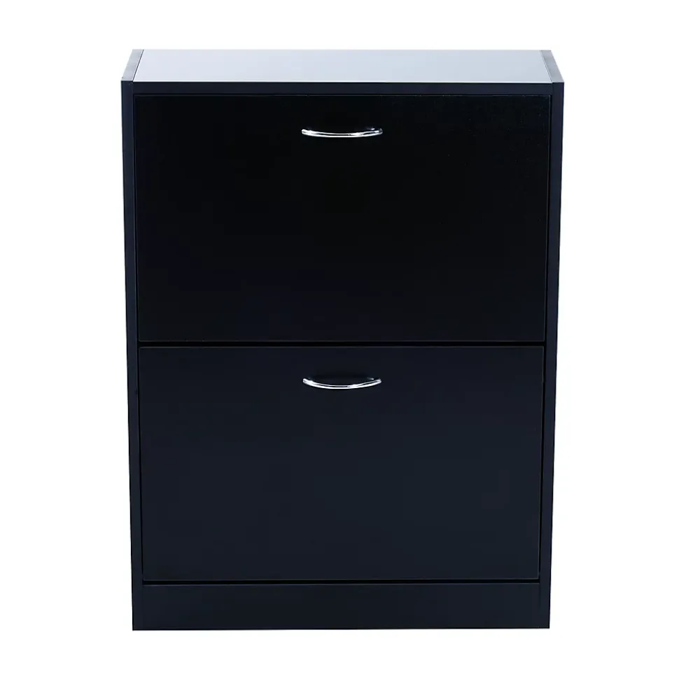 Meuble à chaussures double compartiment à bascule 60L x 24l x 80H cm panneaux de particules noir