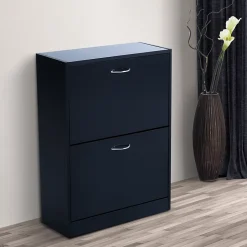 Meuble à chaussures double compartiment à bascule 60L x 24l x 80H cm panneaux de particules noir
