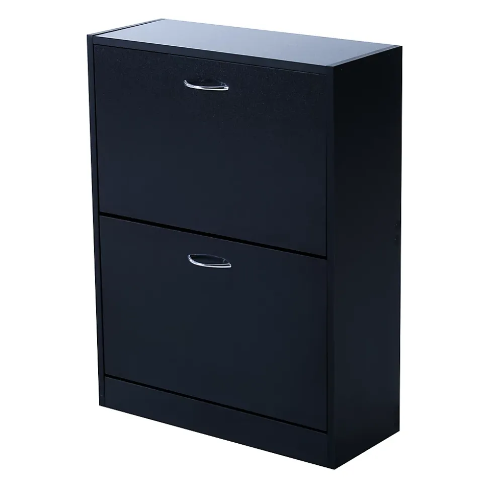 Meuble à chaussures double compartiment à bascule 60L x 24l x 80H cm panneaux de particules noir