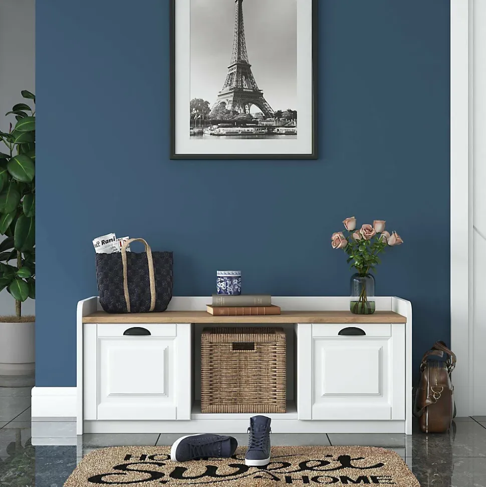 Meuble à chaussures Dpietrotagliaferr, Meuble à chaussures, Armoire d'entrée polyvalente, 120x40 h45 cm, Blanc et Noyer