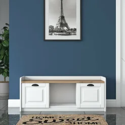 Meuble à chaussures Dpietrotagliaferr, Meuble à chaussures, Armoire d'entrée polyvalente, 120x40 h45 cm, Blanc et Noyer