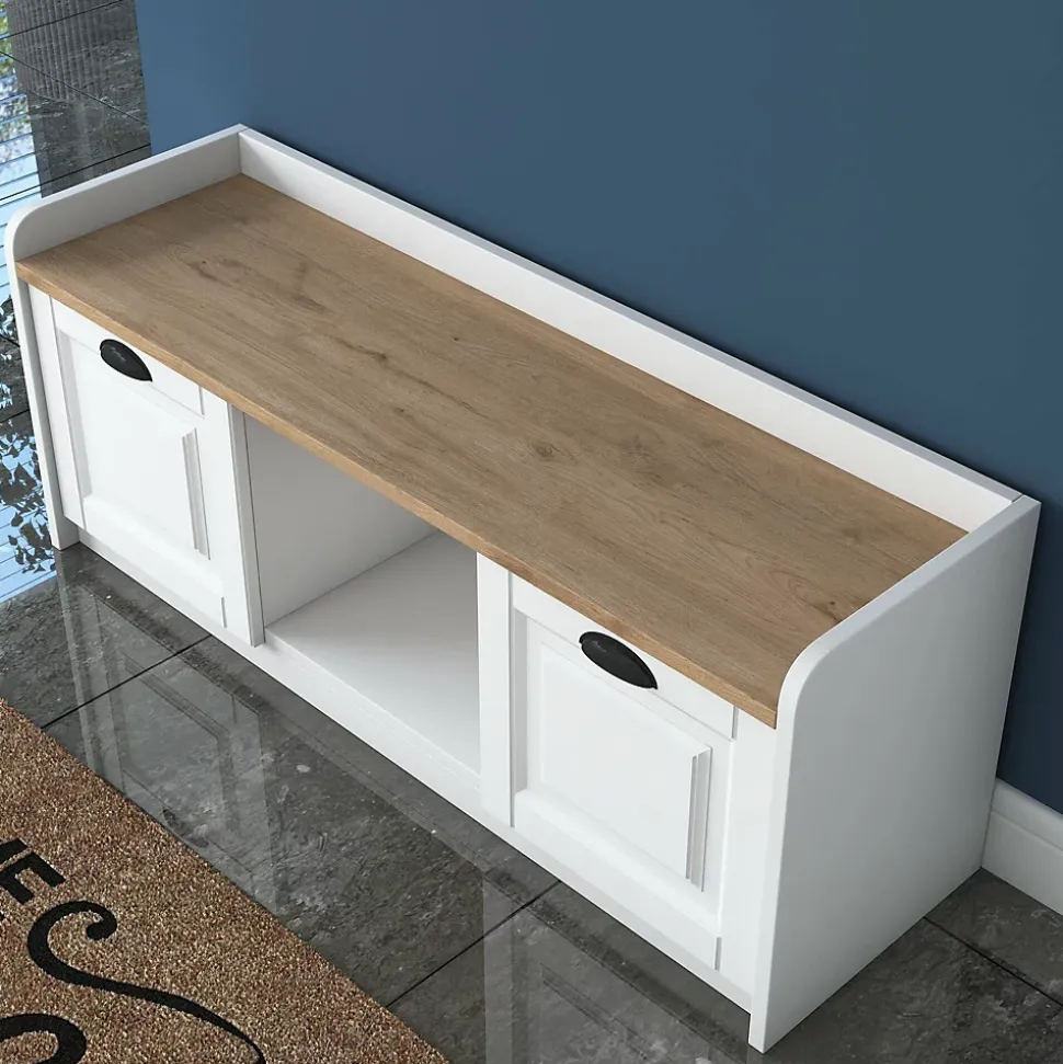Meuble à chaussures Dpietrotagliaferr, Meuble à chaussures, Armoire d'entrée polyvalente, 120x40 h45 cm, Blanc et Noyer