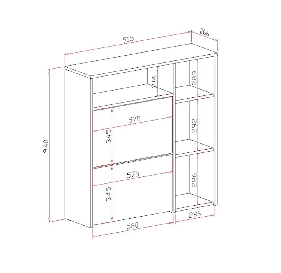 Meuble à chaussures Dpinn, Meuble chaussures peu encombrante, Meuble avec 3 portes pliantes, 92x27h94 cm, Anthracite, Ciment