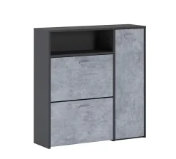 Meuble à chaussures Dpinn, Meuble chaussures peu encombrante, Meuble avec 3 portes pliantes, 92x27h94 cm, Anthracite, Ciment