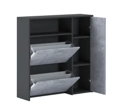 Meuble à chaussures Dpinn, Meuble chaussures peu encombrante, Meuble avec 3 portes pliantes, 92x27h94 cm, Anthracite, Ciment