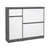 Meuble à chaussures Dtrainin, Meuble à chaussures, Armoire d'entrée polyvalente, 109x32 h93 cm, Ciment et blanc