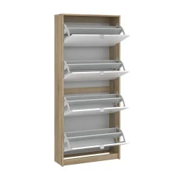 Meuble à chaussures Dtraor, Meuble à chaussures, Armoire d'entrée polyvalente, 70x24 h162 cm, Chêne et Blanc