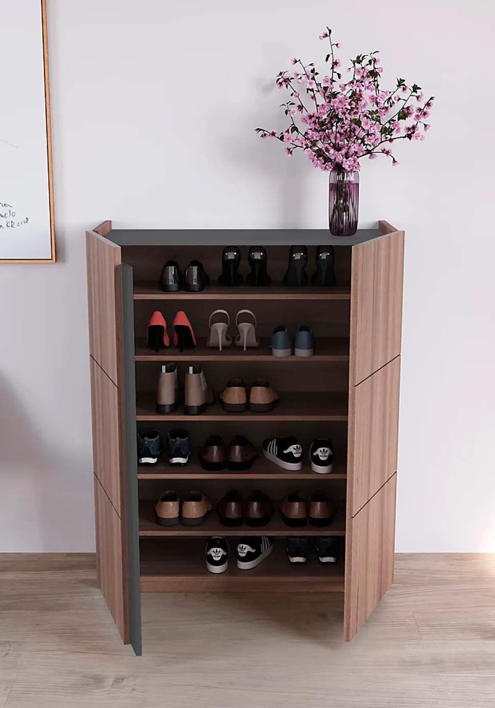 Meuble à chaussures en mélamine, Hessa