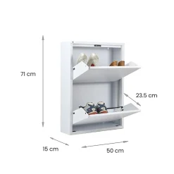 Meuble à chaussures Ezequiel, Meuble à chaussures, Armoire d'entrée polyvalente, Rangement pour chaussures, 50x15h71 cm, Blanc