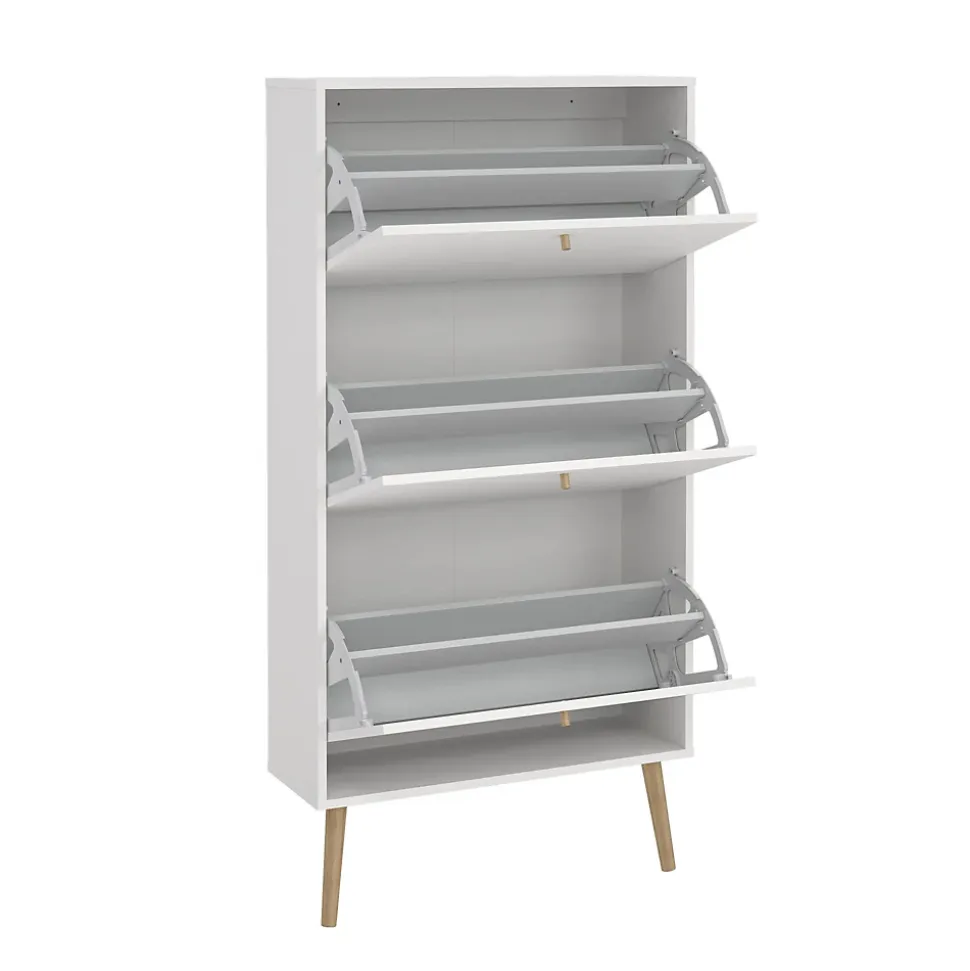 Meuble à chaussures Fung, Meuble à chaussures, Armoire d'entrée polyvalente, Rangement pour chaussures, 70x24 h139 cm, Blanc