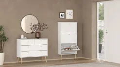 Meuble à chaussures Fung, Meuble à chaussures, Armoire d'entrée polyvalente, Rangement pour chaussures, 70x24 h139 cm, Blanc