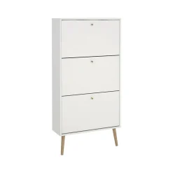 Meuble à chaussures Fung, Meuble à chaussures, Armoire d'entrée polyvalente, Rangement pour chaussures, 70x24 h139 cm, Blanc