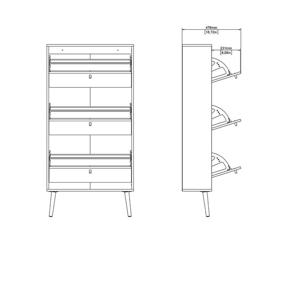 Meuble à chaussures Fung, Meuble à chaussures, Armoire d'entrée polyvalente, Rangement pour chaussures, 70x24 h139 cm, Blanc