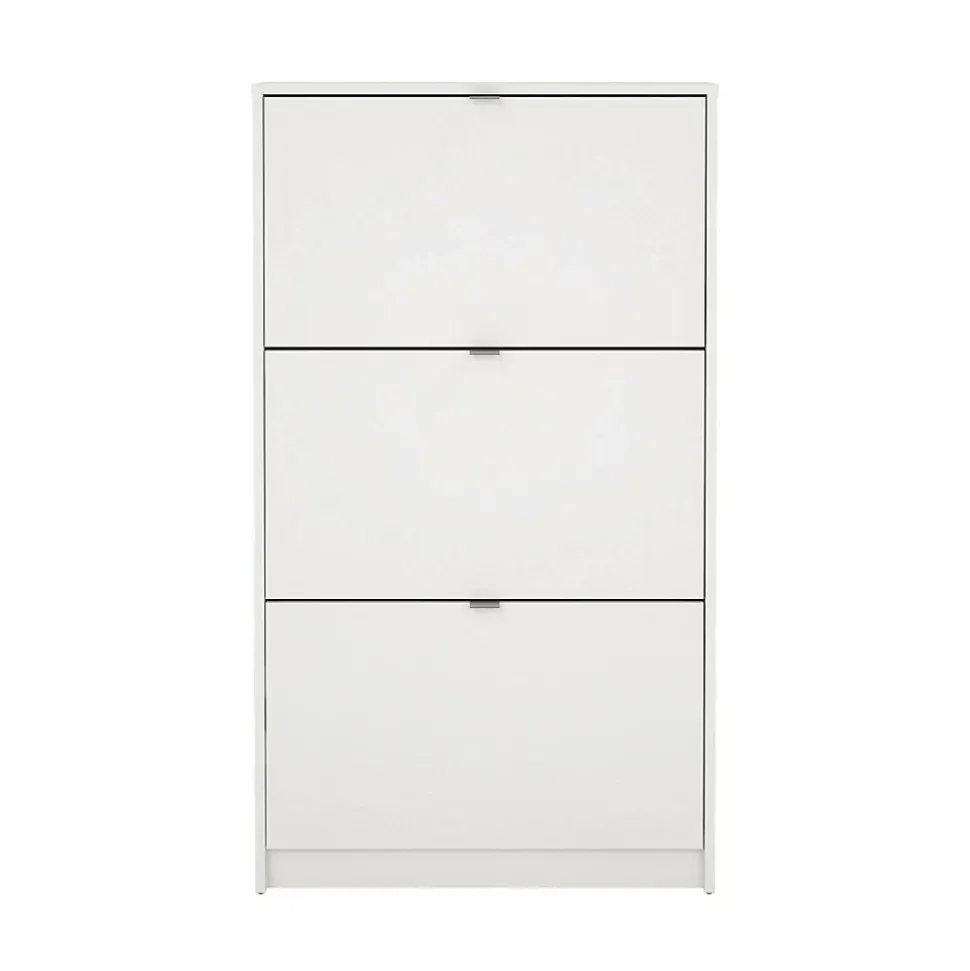 Meuble à chaussures Irina, Meuble à chaussures, Armoire d'entrée polyvalente, Rangement pour chaussures, 70x24 h124 cm, Blanc