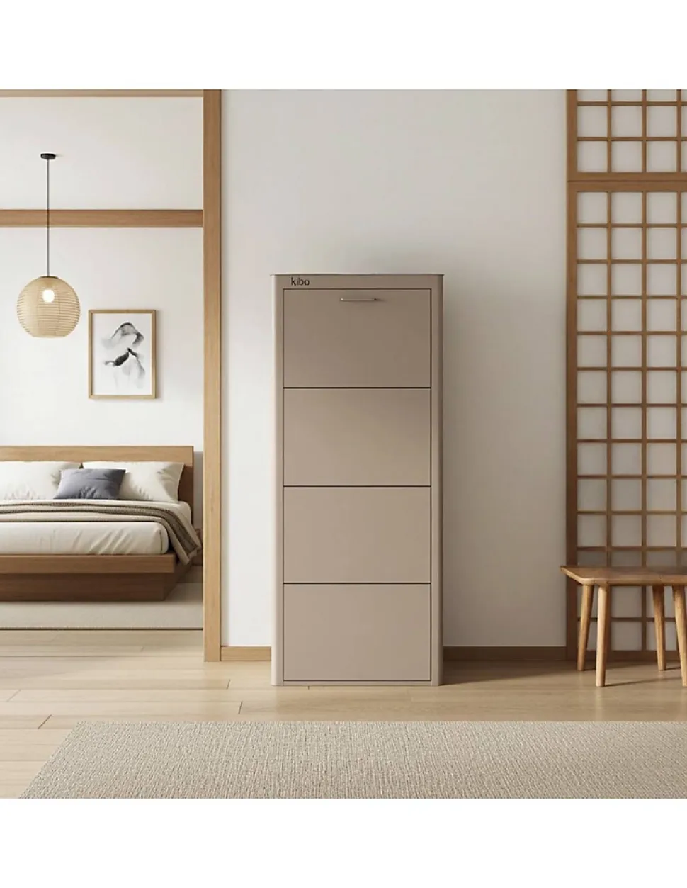 Meuble à chaussures KIBO 4 compartiments gain de place grande capacité jusqu'à 12 paires